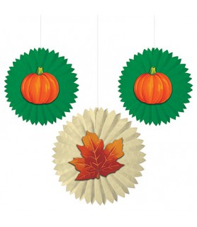 Fall Pumpkins and Leaf Tissue Paper Fan Decorations (3ct)