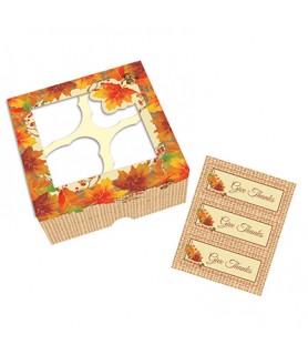 Fall Leaves Paper Treat Boxes With Stickers (3ct)