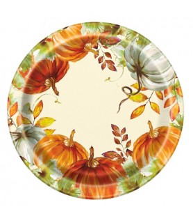 Fall Autumn 'Watercolor Fall Pumpkins' Large Paper Plates (8ct)