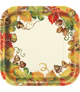 Fall Autumn 'Harvest Pumpkins' Small Square Paper Plates (8ct)