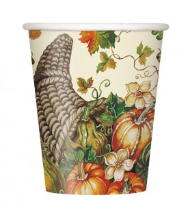 Fall Autumn 'Harvest Pumpkins' 9oz Paper Cups (8ct)