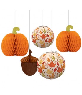 Fall Leaves Deluxe Honeycomb Lanterns (5ct)