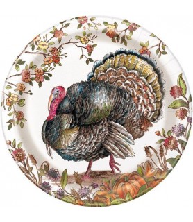 Thanksgiving 'Plaid Turkey' Large Paper Plates (8ct)