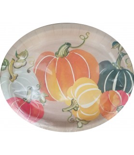 Fall Autumn 'Colorful Pumpkins' Extra Large Oval Paper Plates (8ct)