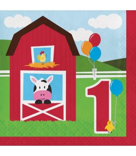 Barnyard 'Farmhouse Fun' 1st Birthday Lunch Napkins (16ct)