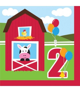 Barnyard 'Farmhouse Fun' 2nd Birthday Lunch Napkins (16ct)