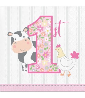 1st Birthday 'Farmhouse Girl' Small Napkins (16ct)