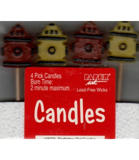 Fire Engine Fun Pick Mini Candles (4ct)