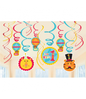 Fisher Price 1st Birthday Circus Hanging Swirl Decorations (12pc)