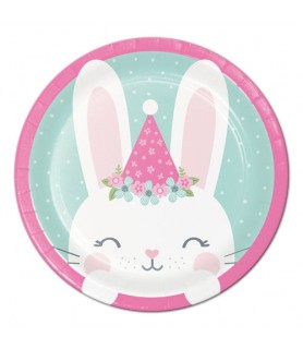 1st Birthday 'Floral Bunny' Small Paper Plates (8ct)
