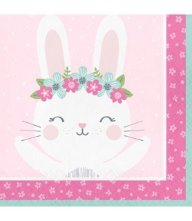 1st Birthday 'Floral Bunny' Lunch Napkins (16ct)