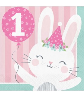 1st Birthday 'Floral Bunny' Lunch Napkins (16ct)*