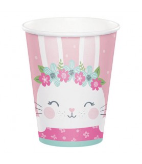 1st Birthday 'Floral Bunny' 9oz Paper Cups (8ct)