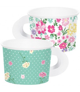 Floral Tea Party Ice Cream Cups w/ Handles (8ct, 3 designs)