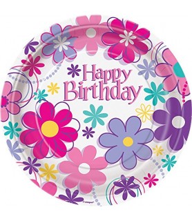 Floral 'Birthday Blooms' Small Paper Plates (8ct)
