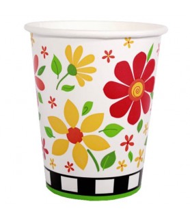 Floral 'Flower Burst' 9oz Paper Cups (8ct)