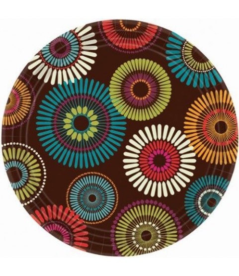 Floral modern motiff extra large paper plates 8ct 