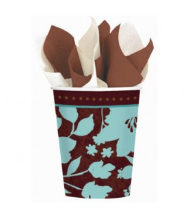 Cocoa Floral 9oz Paper Cups (8ct)