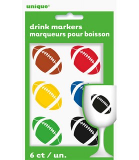 Sports 'Football' Multi-Colored Drink Markers (6ct)