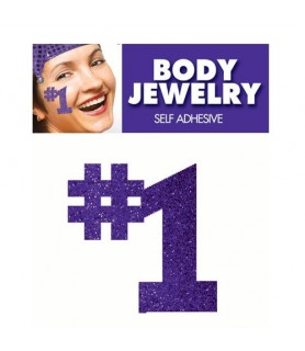 Purple #1 Glitter Body Jewelry / Favor (1ct)