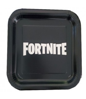 Fortnite Black Small Square Paper Plates (8ct)