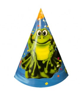 Happy Birthday 'Swamp Party' Cone Hats (8ct)