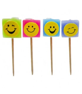 Smiley Face Pick Candles (4ct)