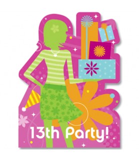 Shopping Spree 13th Birthday Invitations w/ Envelopes (8ct)