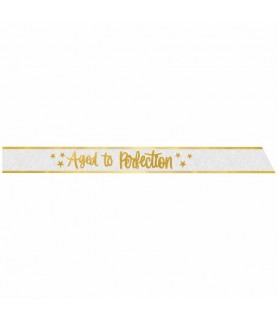 Birthday 'Golden Age' Iridescent Glitter Fabric Sash (1ct)