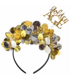 Birthday 'Golden Age' Tinsel and Glitter Headband (1ct)