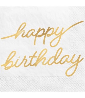 Birthday 'Golden Age' Happy Birthday Small Foil Napkins (16ct)