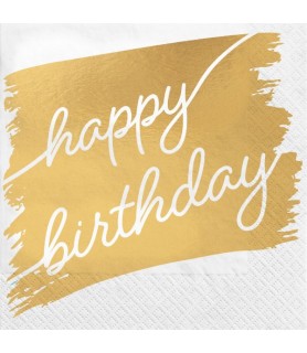 Birthday 'Golden Age' Happy Birthday Foil Lunch Napkins (16ct)