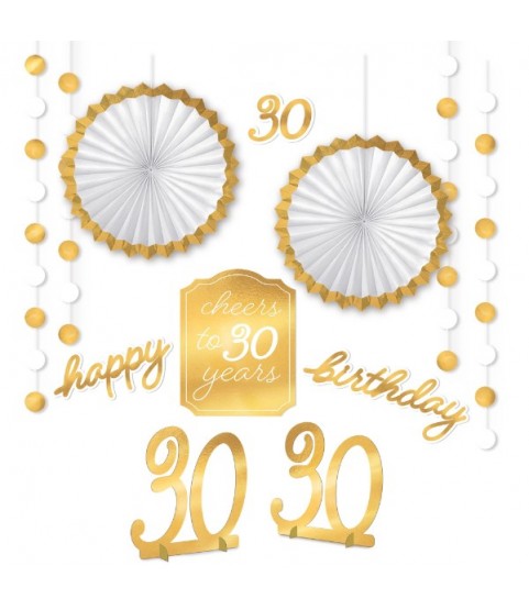 Birthday 'Golden Age' 30th Birthday Foil Room Decorating Kit (12pcs)