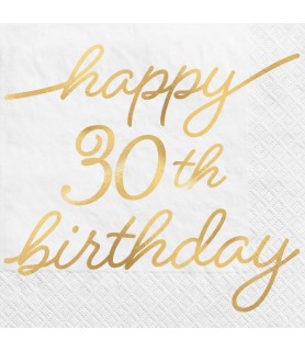 Birthday 'Golden Age' Small 30th Birthday Foil Napkins (16ct)