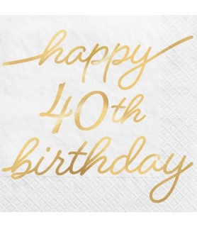 Birthday 'Golden Age' Small 40th Birthday Foil Napkins (16ct)