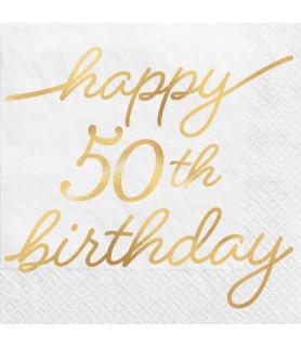 Birthday 'Golden Age' Small 50th Birthday Foil Napkins (16ct)