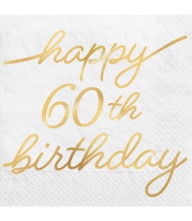 Birthday 'Golden Age' Small 60th Birthday Foil Napkins (16ct)