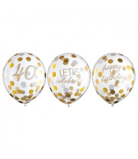 Birthday 'Golden Age' 40th Birthday Latex Confetti Balloons (6ct)