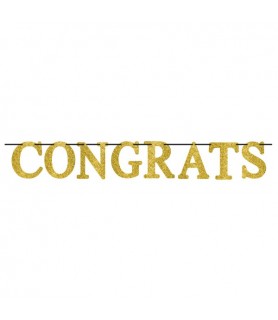 Graduation Congrats Gold Glitter Letter Banner (1ct)
