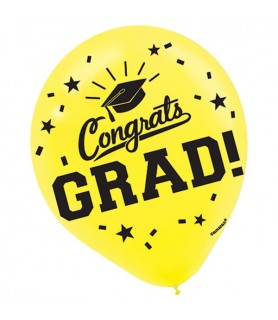 Graduation Congrats Grad! Latex Balloons in Yellow (15ct)