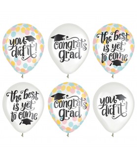 Graduation 'Follow Your Dreams' Latex Confetti Balloons (6ct)