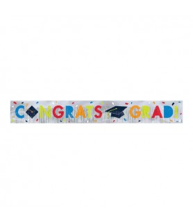 Graduation Congrats Grad! Colorful Foil Fringe Banner (1ct)
