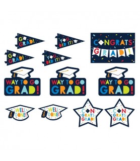 Graduation Colorful Paper Cutouts Decorations (12pc)