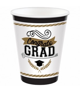 Graduation 'Achievement is Key' 9oz Paper Cups Value Pack (50ct)