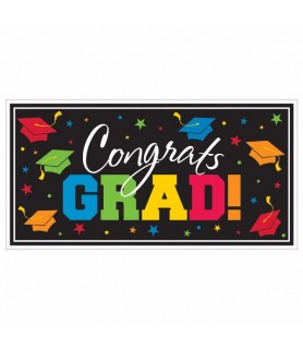 Graduation Congrats Grad Colorful Large Horizontal Plastic Banner (1ct)