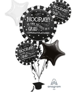 Graduation Hooray! Foil Mylar Balloon Bouquet with Decorative Weight (1ct)