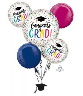 Graduation 'Yay Grad!' Foil Mylar Balloon Bouquet with Decorative Weight (1ct)