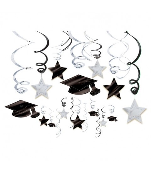 Graduation Foil Hanging Swirl Decorations Value Pack (30ct)