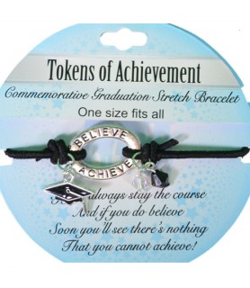 Graduation Believe Achieve Elastic Bracelet w/ Cap (1ct)