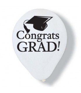 Graduation 'Black & White Grad' Latex Balloons (6ct)